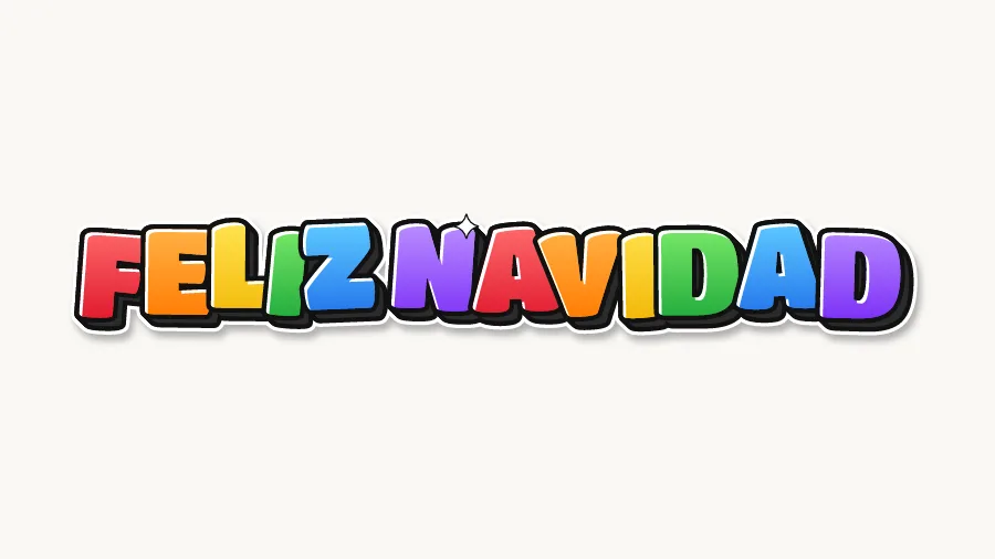 FELIZ NAVIDAD en letras burbuja de colores con contorno negro, muestra del letrero navideño para imprimir