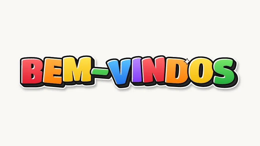 BEM-VINDOS em letras bolha coloridas com contorno preto, amostra do painel de boas-vindas para imprimir