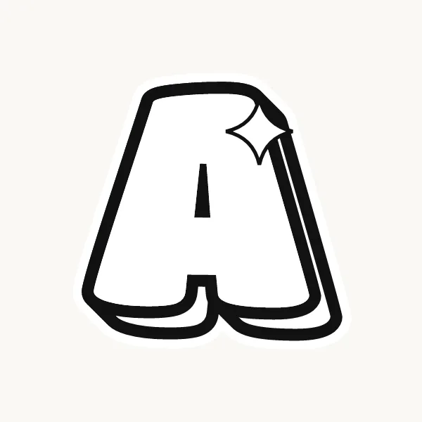 Printable bubble letter A outline to color or trace