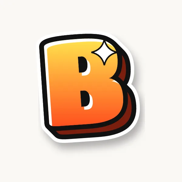 Letter B in bubble letters with a 3D shadow