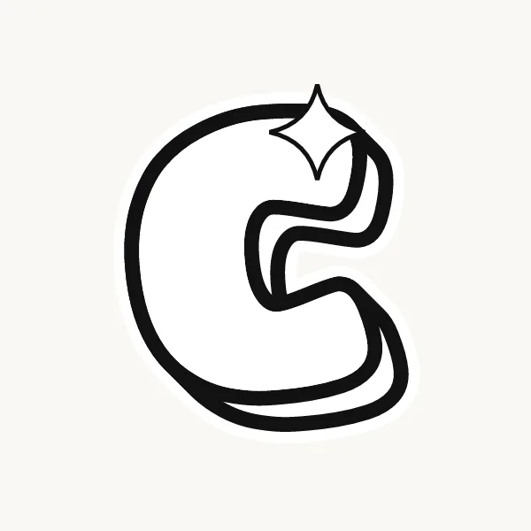 Printable bubble letter C outline to color or trace