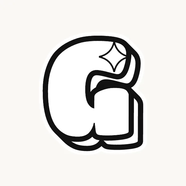 Printable bubble letter G outline to color or trace