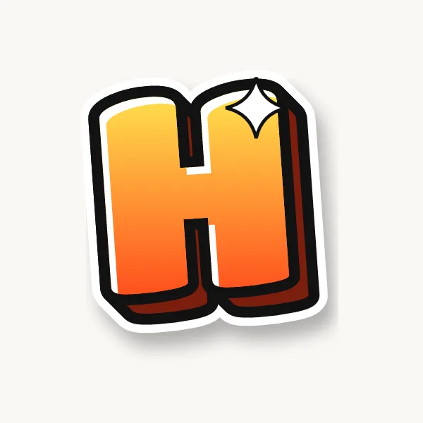Letter H in bubble letters with a 3D shadow