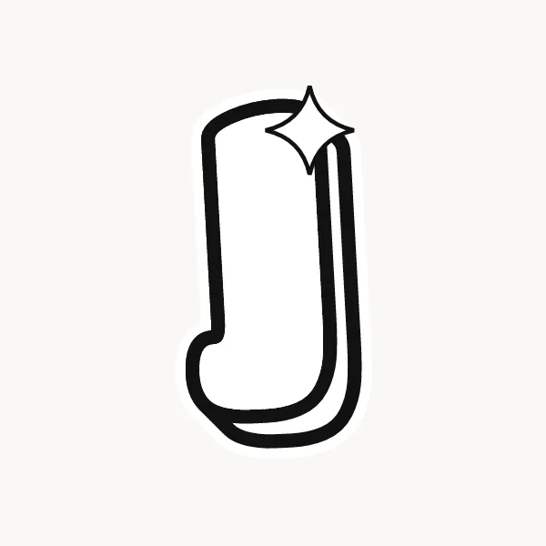 Printable bubble letter J outline to color or trace