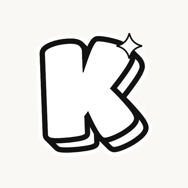 Printable bubble letter K outline to color or trace