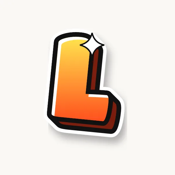 Letter L in bubble letters with a 3D shadow