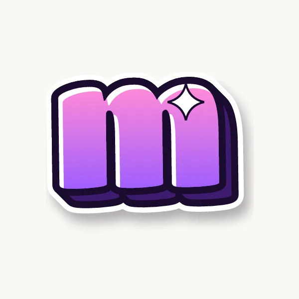 Lowercase m in bubble letters