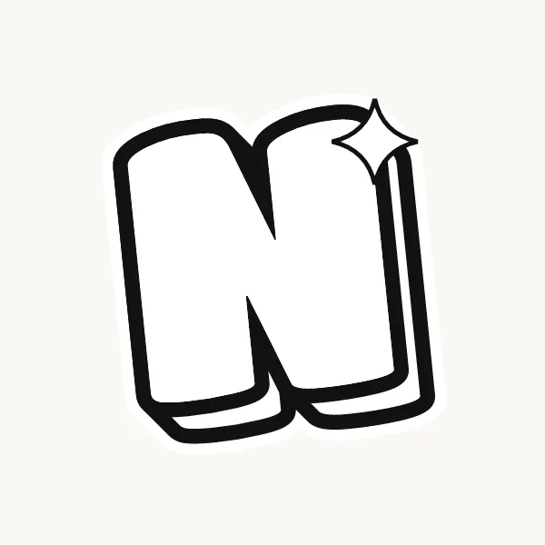 Printable bubble letter N outline to color or trace