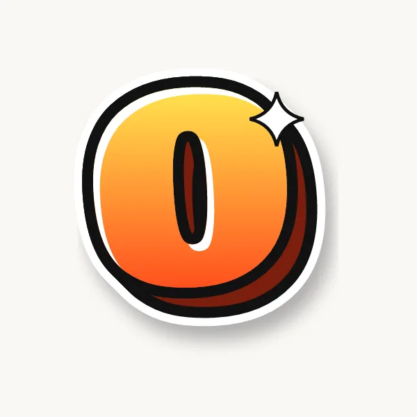 Letter O in bubble letters with a 3D shadow