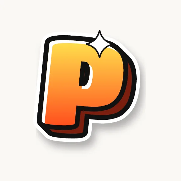 Letter P in bubble letters with a 3D shadow