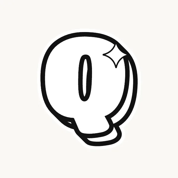Printable bubble letter Q outline to color or trace