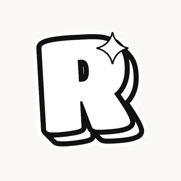 Printable bubble letter R outline to color or trace