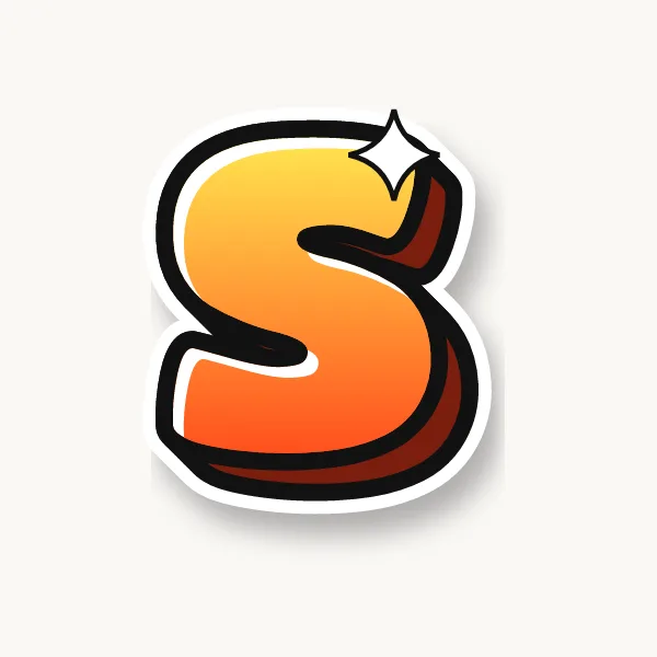 Letter S in bubble letters with a 3D shadow