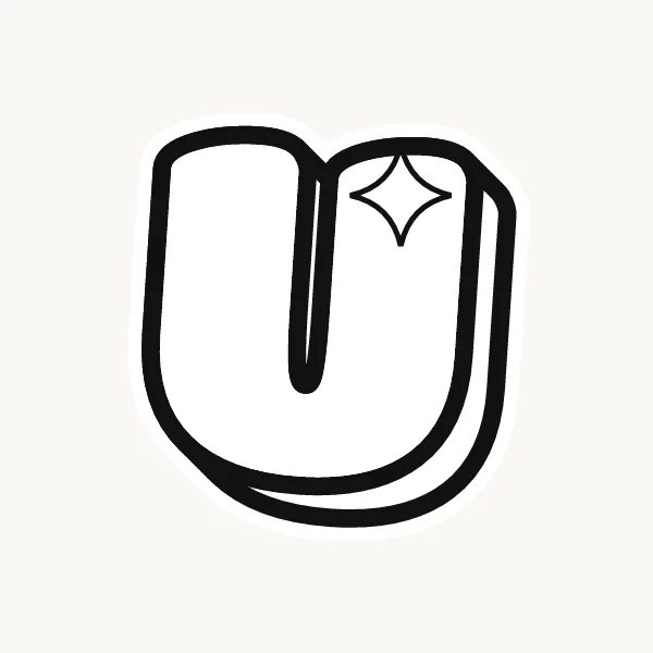 Printable bubble letter U outline to color or trace