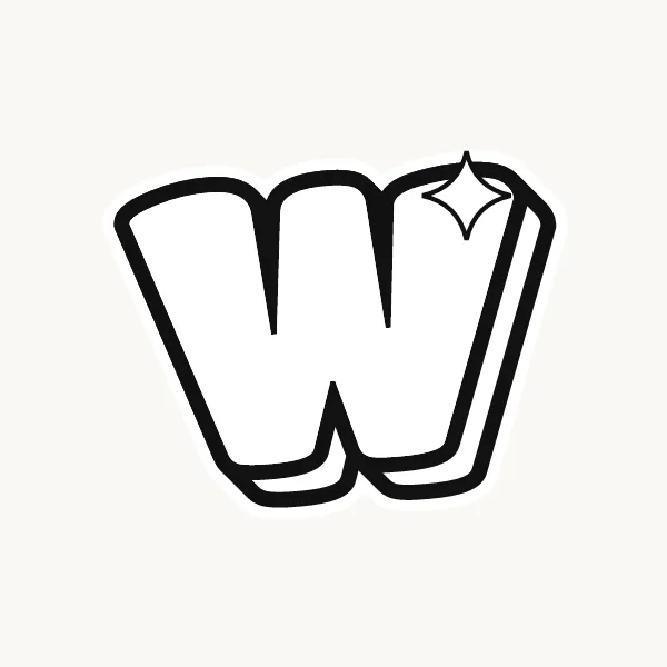 Printable bubble letter W outline to color or trace