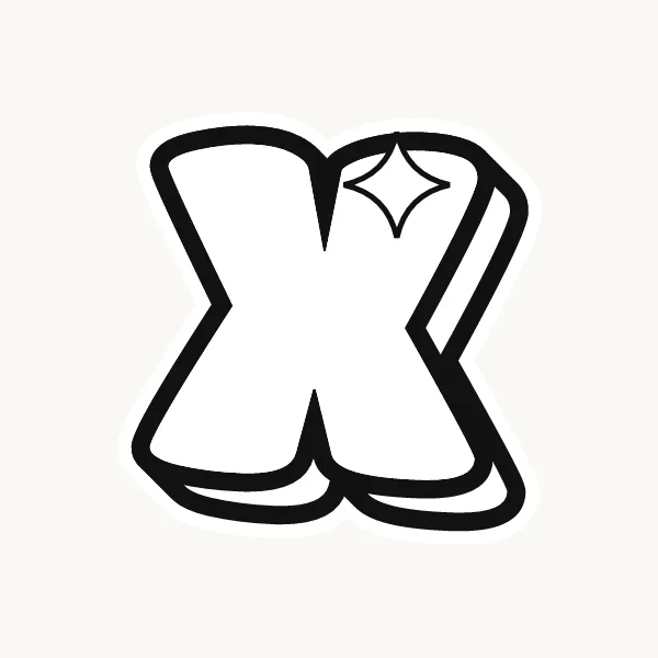 Printable bubble letter X outline to color or trace