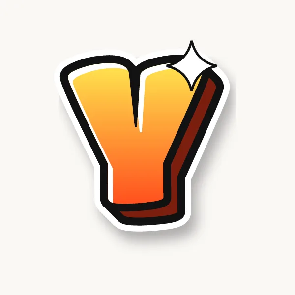 Letter Y in bubble letters with a 3D shadow