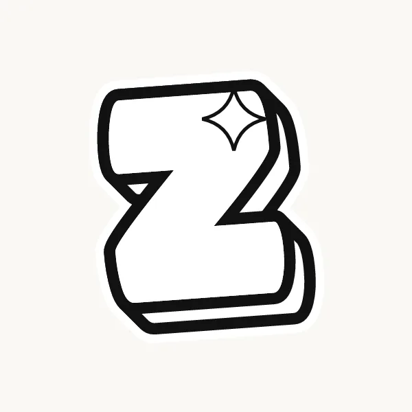 Printable bubble letter Z outline to color or trace