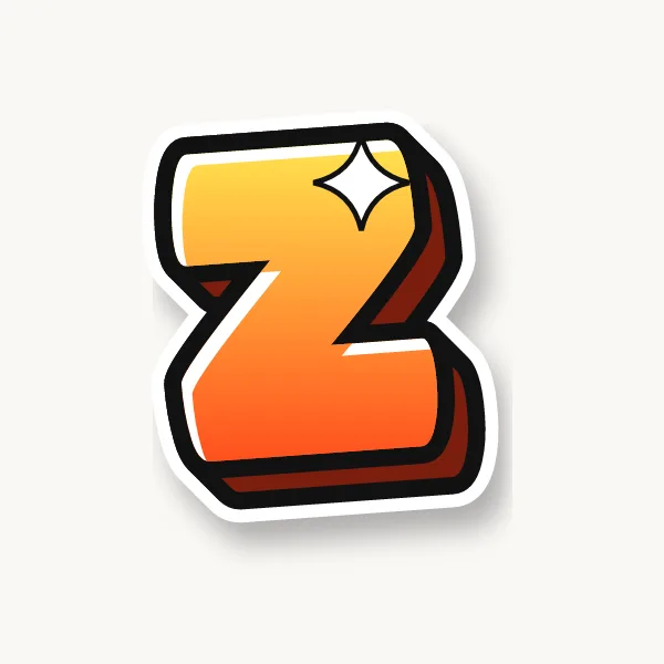 Letter Z in bubble letters with a 3D shadow