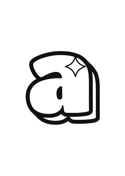 Printable lowercase bubble letter a outline to color or trace