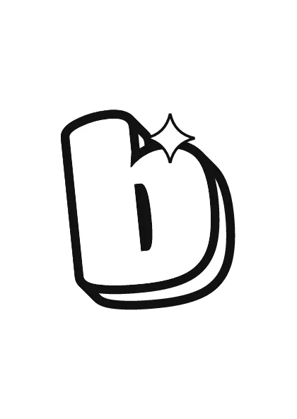 Printable lowercase bubble letter b outline to color or trace