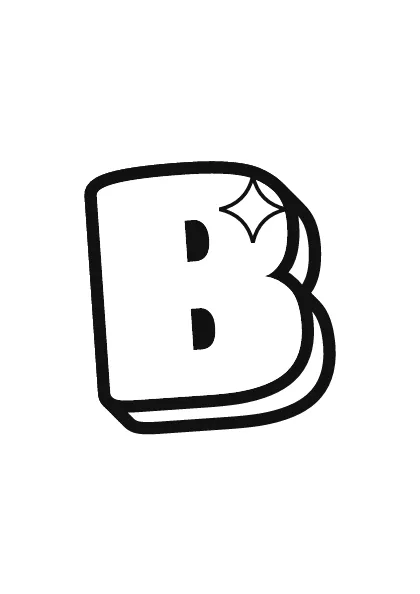 Printable capital bubble letter B outline on a full page