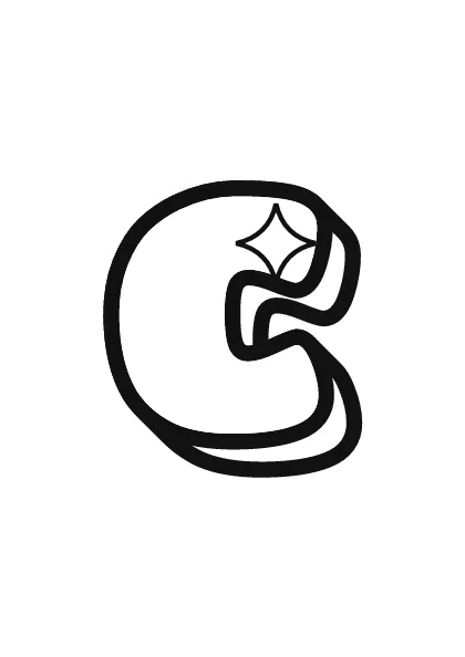 Printable lowercase bubble letter c outline to color or trace