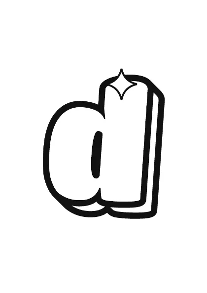 Printable lowercase bubble letter d outline to color or trace