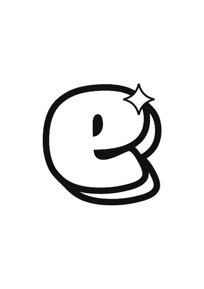 Printable lowercase bubble letter e outline to color or trace