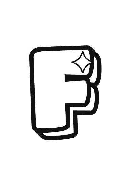 Printable capital bubble letter F outline on a full page