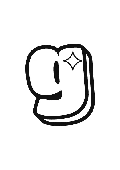 Printable lowercase bubble letter g outline to color or trace