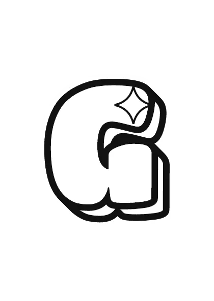 Printable capital bubble letter G outline on a full page