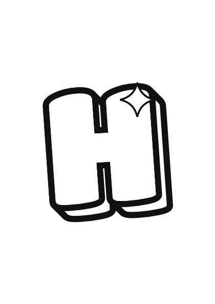 Printable capital bubble letter H outline on a full page