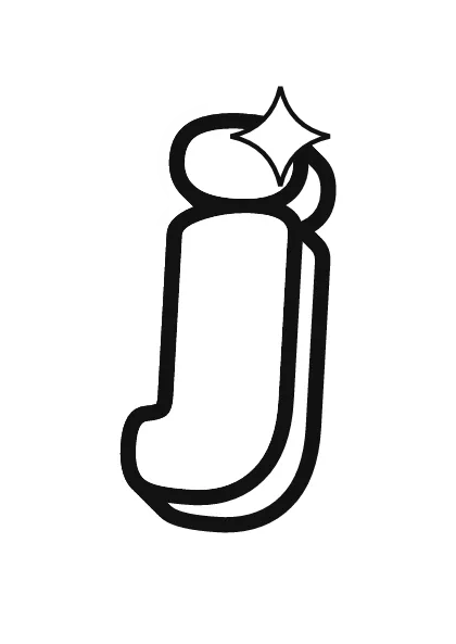 Printable lowercase bubble letter j outline to color or trace