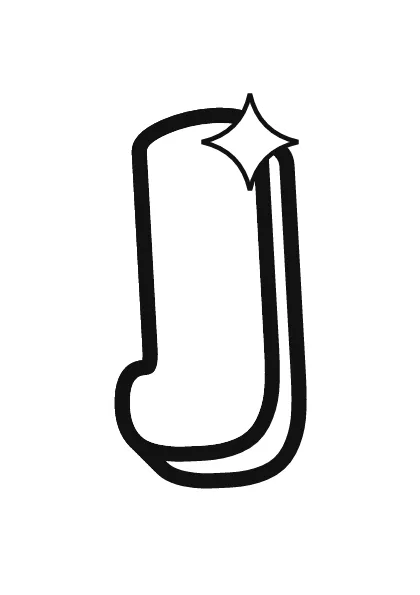 Printable capital bubble letter J outline on a full page