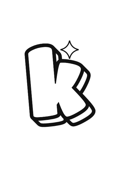 Printable lowercase bubble letter k outline to color or trace