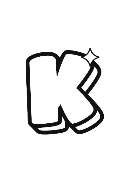 Printable capital bubble letter K outline on a full page