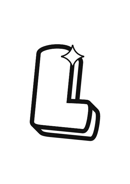 Printable capital bubble letter L outline on a full page