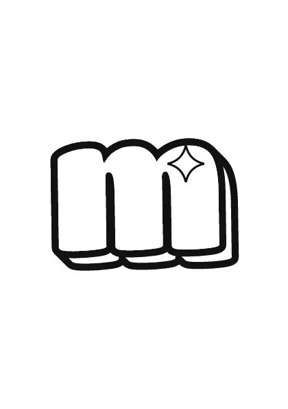 Printable lowercase bubble letter m outline to color or trace