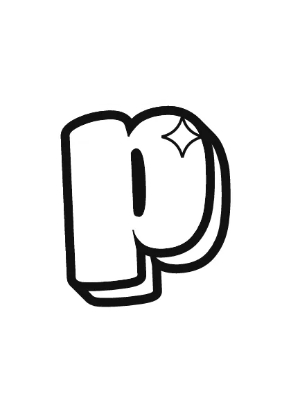 Printable lowercase bubble letter p outline to color or trace