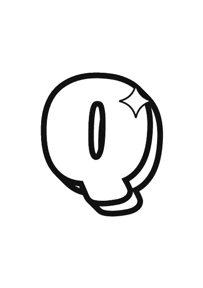 Printable capital bubble letter Q outline on a full page