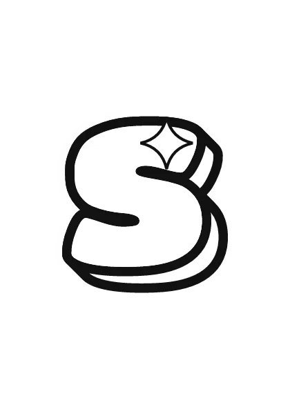 Printable lowercase bubble letter s outline to color or trace