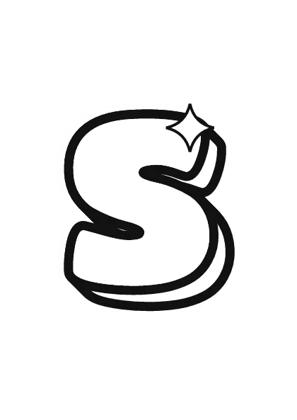 Printable capital bubble letter S outline on a full page