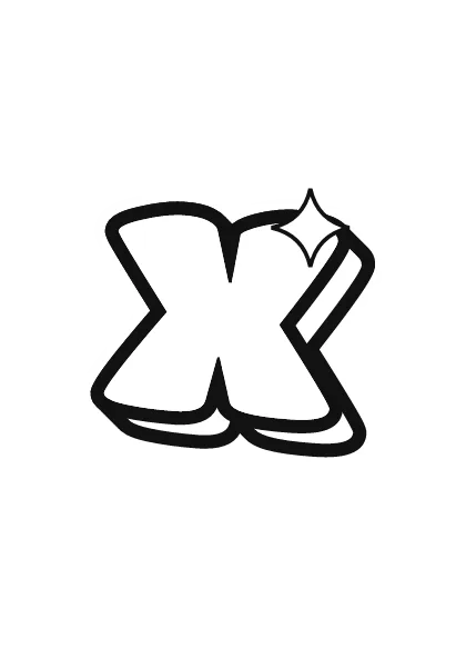 Printable lowercase bubble letter x outline to color or trace