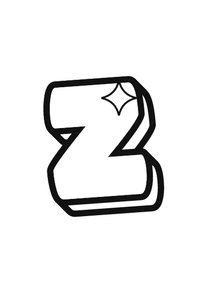 Printable capital bubble letter Z outline on a full page
