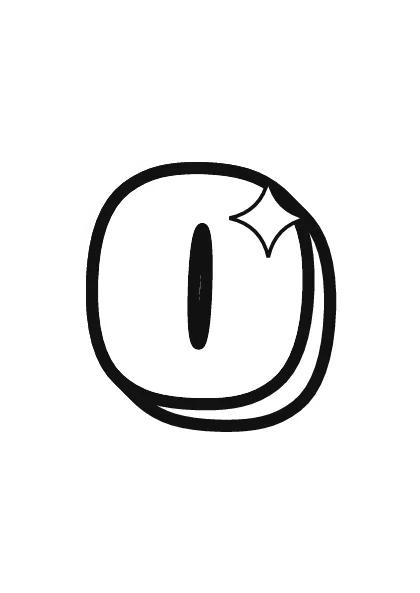 Printable bubble number 0 outline on a full page