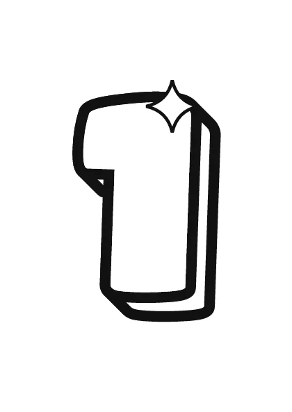 Printable bubble number 1 outline on a full page