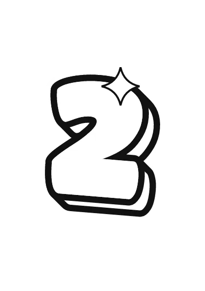 Printable bubble number 2 outline on a full page