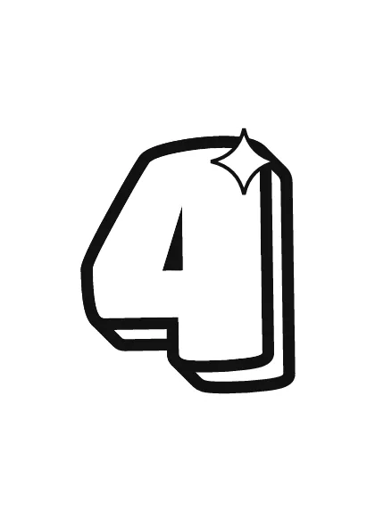 Printable bubble number 4 outline on a full page