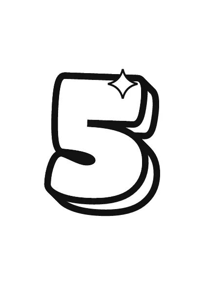 Printable bubble number 5 outline on a full page
